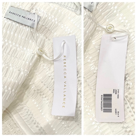 NWT Rebecca Vallance Cut Out Bow Seersucker Midi Dress Summer Resort US Size 2 - Picture 14 of 14